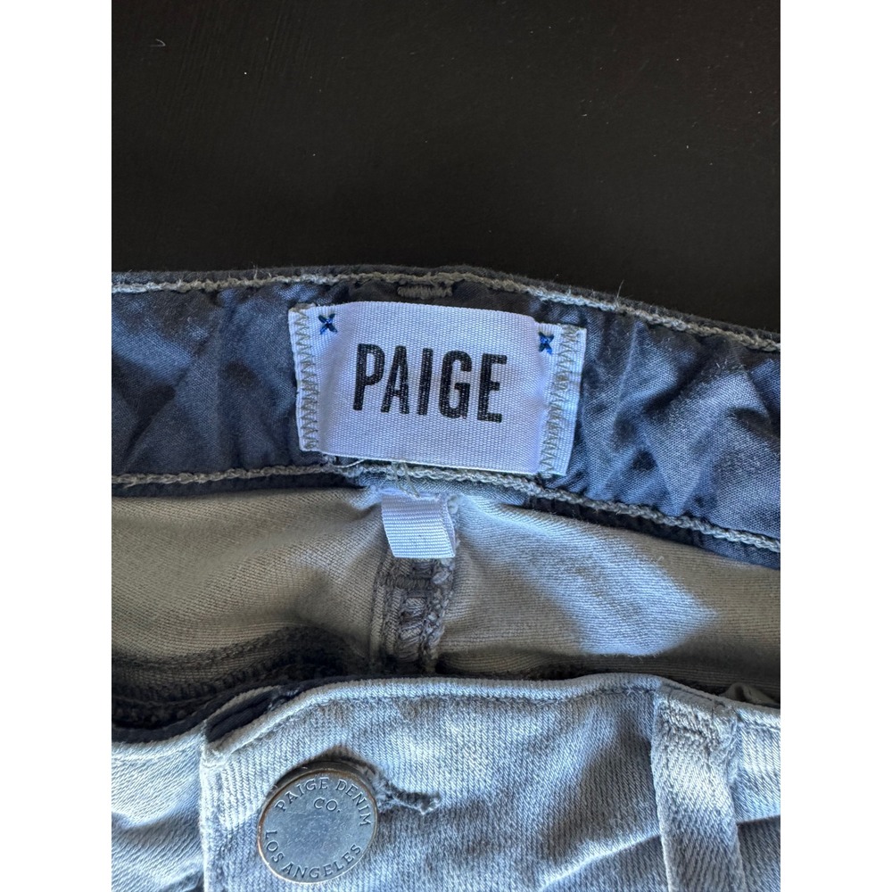 PAIGE Marley Moto Skinny Jeans Light Gray Zipper Ankle Stretch Denim Size 27 - Picture 4 of 6